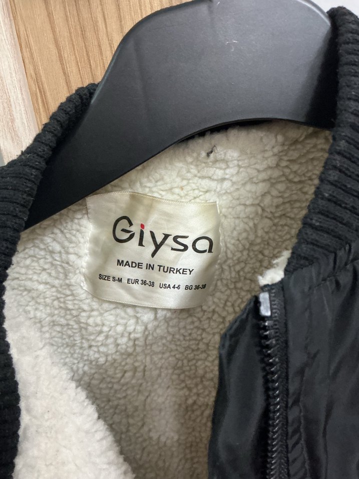 Siyah Peluş Astarlı Bomber Ceket — görsel 2/3