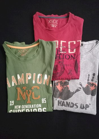 3 tişört tek fiyata Erkek Pembe Baskılı Kısa Kollu Pamuk Tişört - Görsel 4