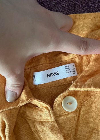 Mango Sarı Kolsuz Düğmeli Keten Midi Elbise