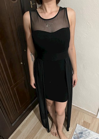 Straplez Siyah Gotik Midi Elbise