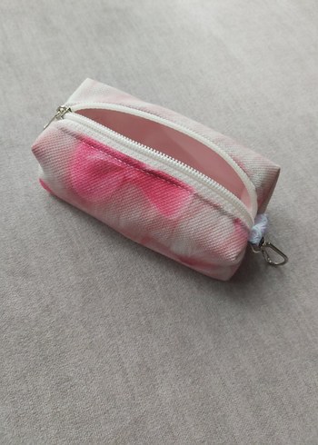 Pembe Fiyonk Desenli Fermuarlı Cüzdan&Anahtarlık&Çanta Aksesuarı - Görsel 4