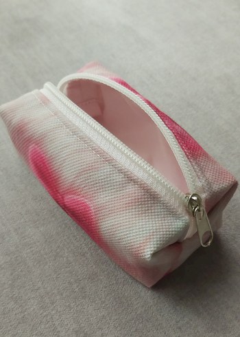Pembe Fiyonk Desenli Fermuarlı Cüzdan&Anahtarlık&Çanta Aksesuarı - Görsel 2