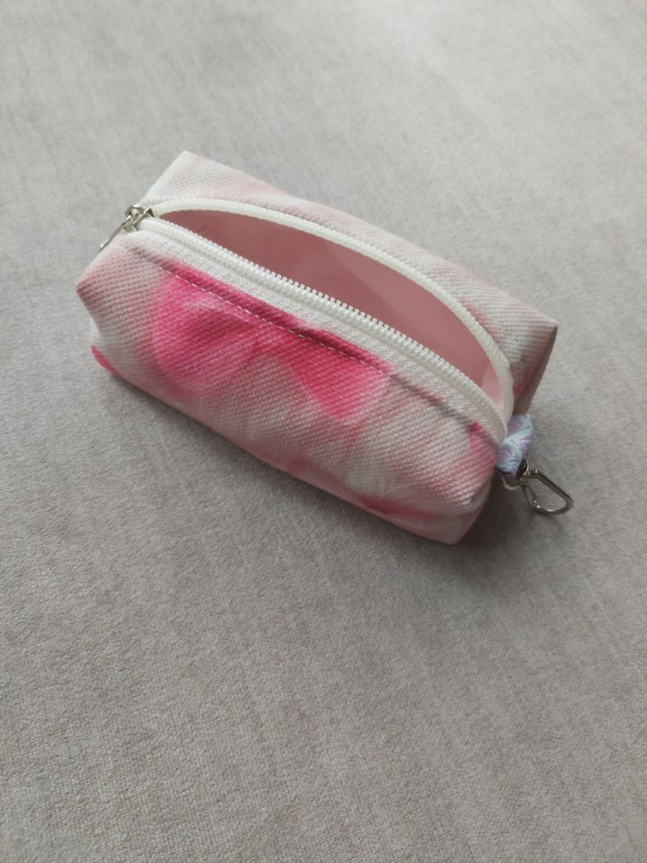 Pembe Fiyonk Desenli Fermuarlı Cüzdan&Anahtarlık&Çanta Aksesuarı - Görsel 4