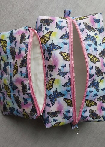 Galaksi Temalı Kelebek Desenli 2'li Makyaj Çantası Seti-Premium - Görsel 8