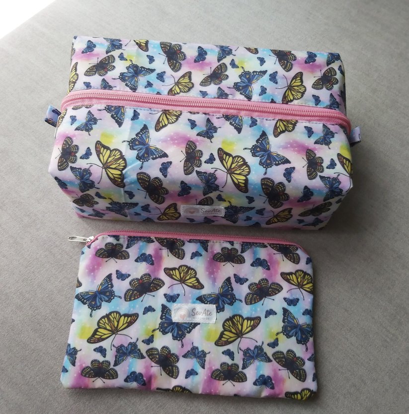 Galaksi Temalı Kelebek Desenli 2'li Makyaj Çantası Seti-Premium - Görsel 5