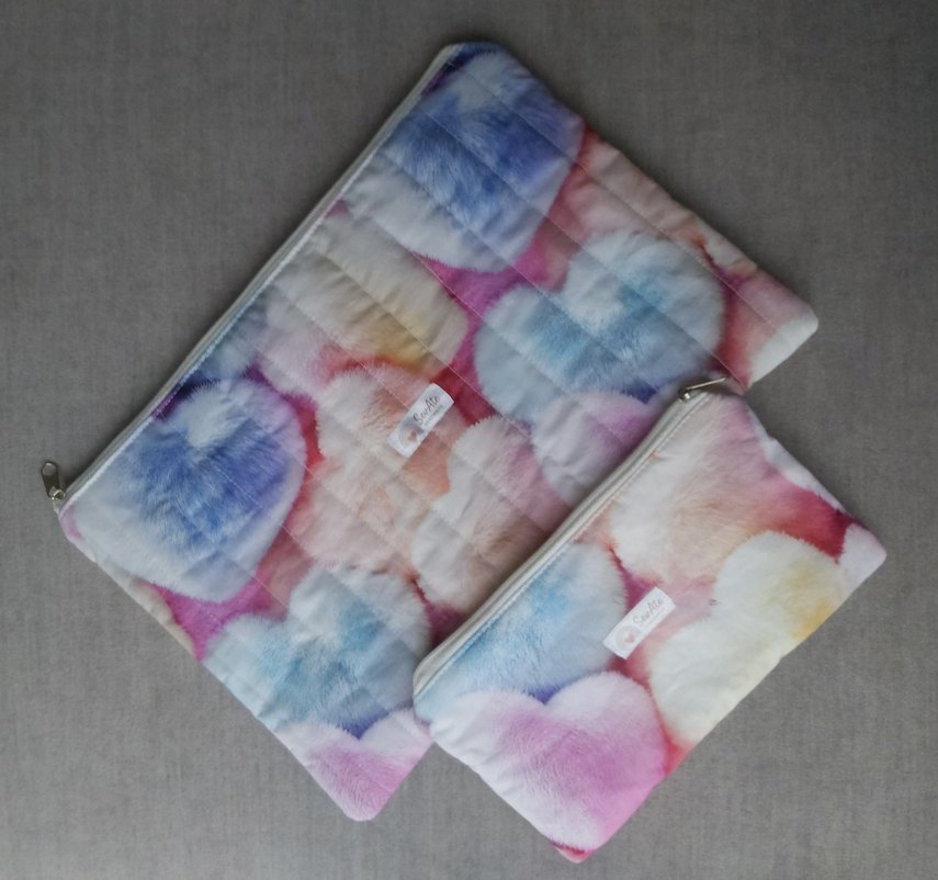 3D PeluşKalp Desenli MakyajÇantası&Kalemlik+ Kitap&Tablet Kılıfı - Görsel 3