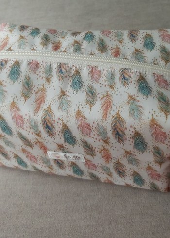 BeyazRenk Tüy Desenli Bohem Kadın Makyaj Çantası&Organizer Çanta - Görsel 2