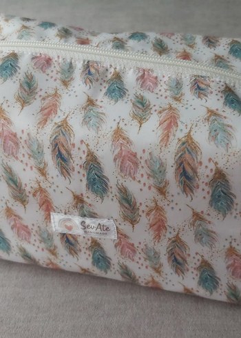 BeyazRenk Tüy Desenli Bohem Kadın Makyaj Çantası&Organizer Çanta - Görsel 3