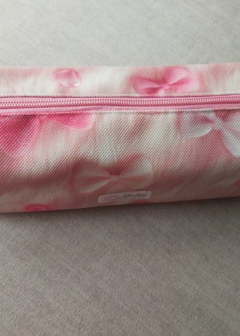 Pembe FiyonkDesenli Organizer Çanta & Makyaj Çantası & Kalemlik - Görsel 5