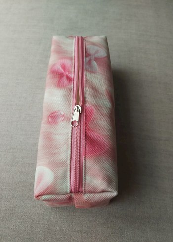Pembe FiyonkDesenli Organizer Çanta & Makyaj Çantası & Kalemlik - Görsel 10