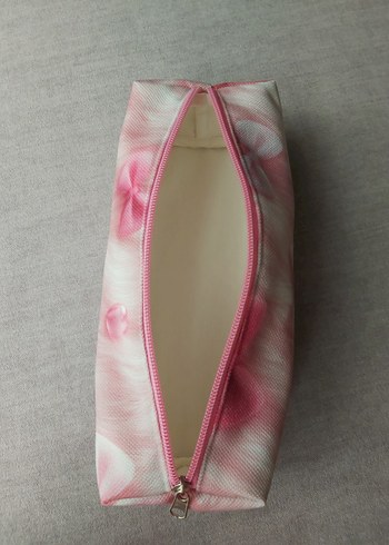 Pembe FiyonkDesenli Organizer Çanta & Makyaj Çantası & Kalemlik - Görsel 12