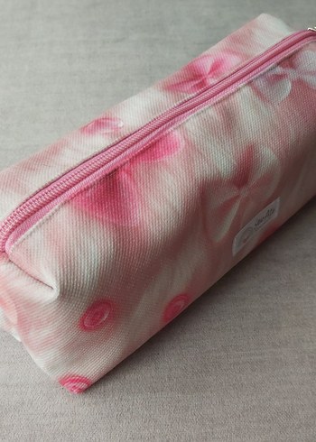 Pembe FiyonkDesenli Organizer Çanta & Makyaj Çantası & Kalemlik - Görsel 7