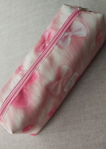 Pembe FiyonkDesenli Organizer Çanta & Makyaj Çantası & Kalemlik - Görsel 6