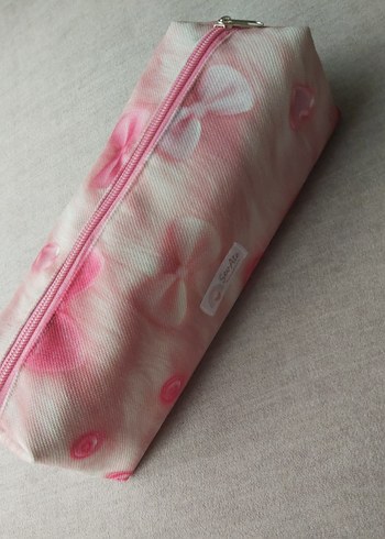 Pembe FiyonkDesenli Organizer Çanta & Makyaj Çantası & Kalemlik - Görsel 8