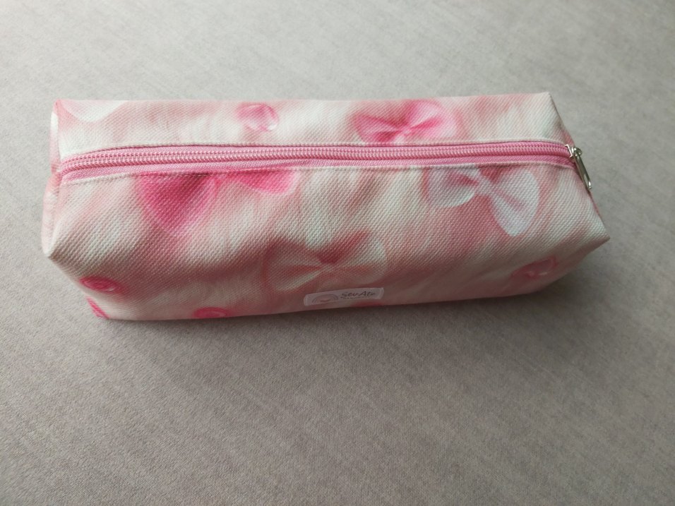 Pembe FiyonkDesenli Organizer Çanta & Makyaj Çantası & Kalemlik - Görsel 5