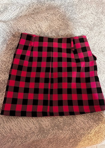 Pembe Ekose Desenli Mini Etek - Görsel 3