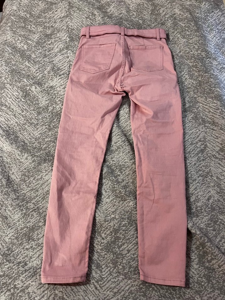 Kemerli Pembe Dar Kesim Pantolon - Görsel 2