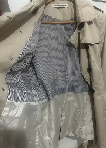 Bej Kemerli Midi Kadın Trençkot - Görsel 3