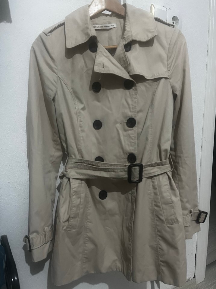 Bej Kemerli Midi Kadın Trençkot - Görsel 2