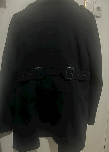 Karın Lacivert Midi Boy Düğmeli Kaban - Görsel 4