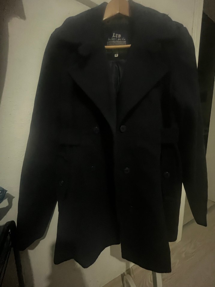 Karın Lacivert Midi Boy Düğmeli Kaban - Görsel 2