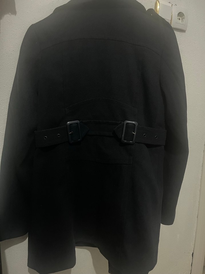 Karın Lacivert Midi Boy Düğmeli Kaban - Görsel 4