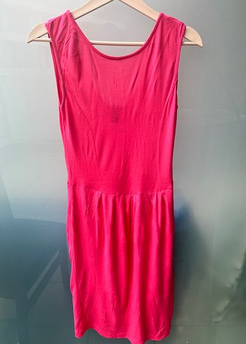 Pembe V Yaka Midi Kadın Elbise - Görsel 2