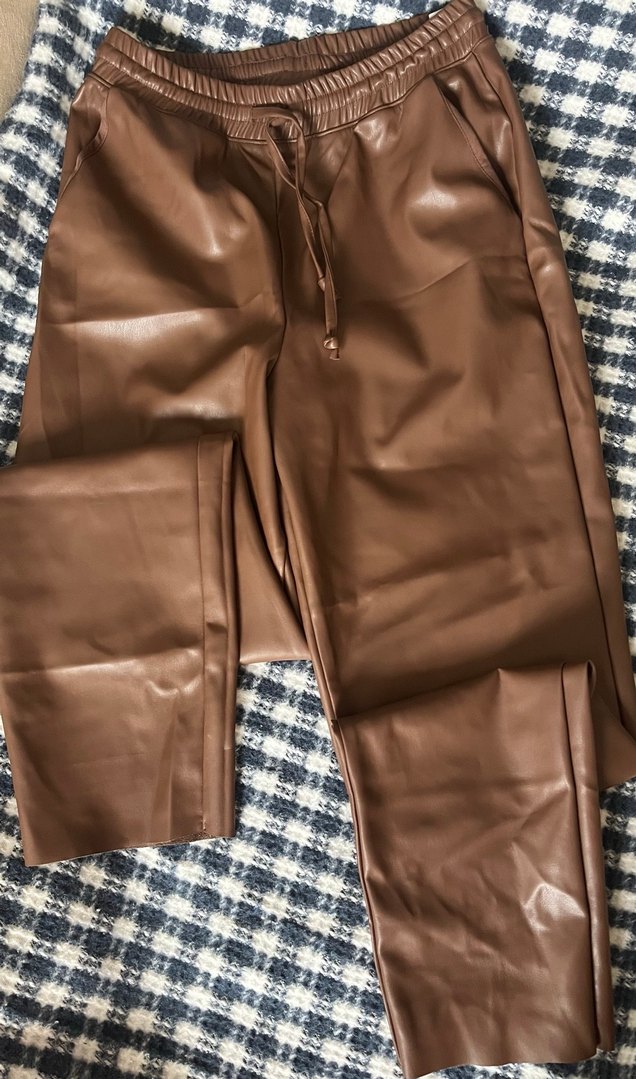Kahverengi Deri Kadın Pantolon - Görsel 2