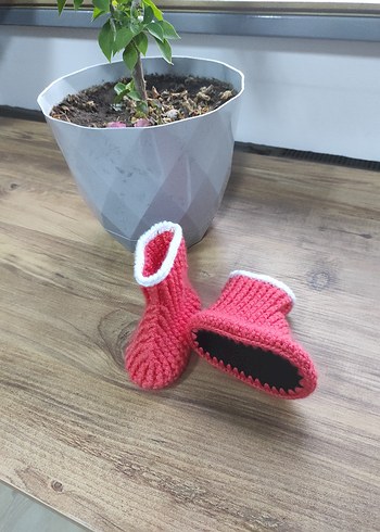 Mavi Örgü Bebek Patik - Görsel 8