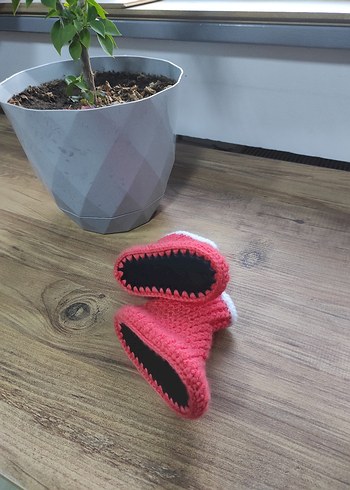 Mavi Örgü Bebek Patik - Görsel 7