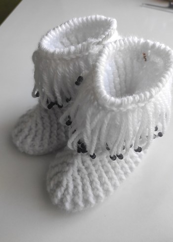 Mavi Örgü Bebek Patik - Görsel 15