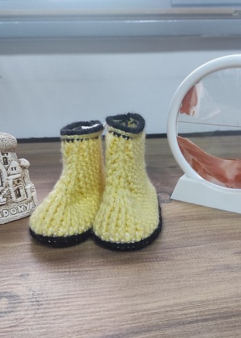 Mavi Örgü Bebek Patik - Görsel 5