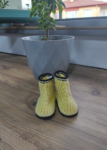 Mavi Örgü Bebek Patik - Görsel 4