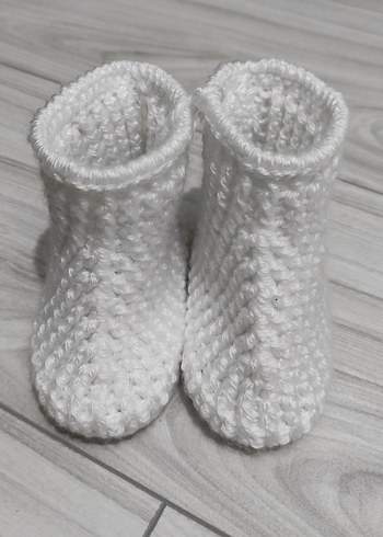 Mavi Örgü Bebek Patik - Görsel 9