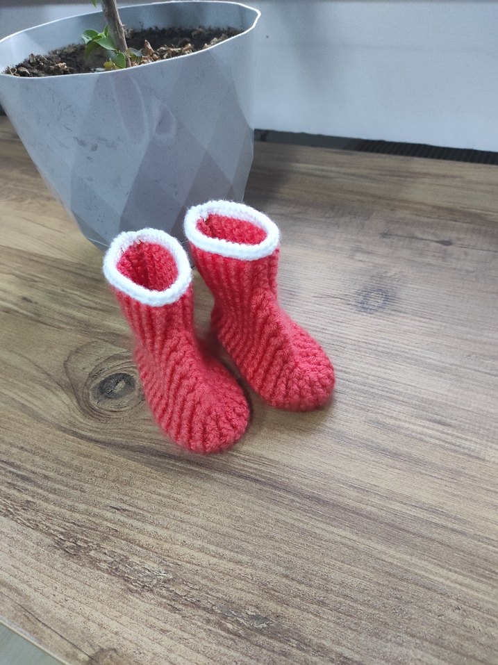 Mavi Örgü Bebek Patik - Görsel 3