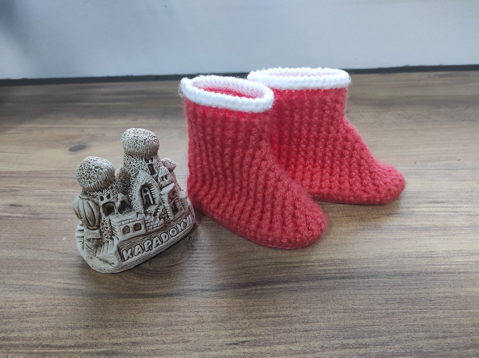 Mavi Örgü Bebek Patik - Görsel 2