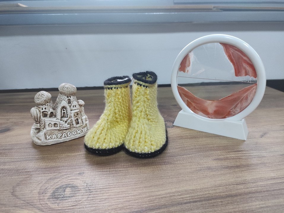 Mavi Örgü Bebek Patik - Görsel 5