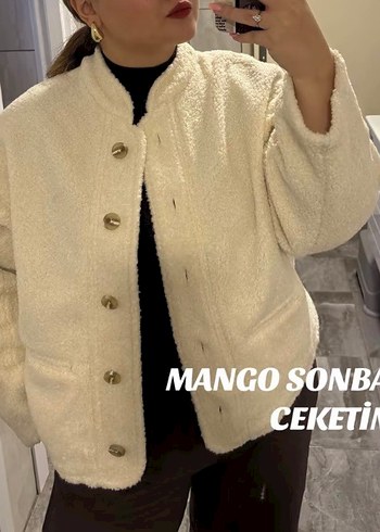 Mango Ekru Pelus Kisa Ceket