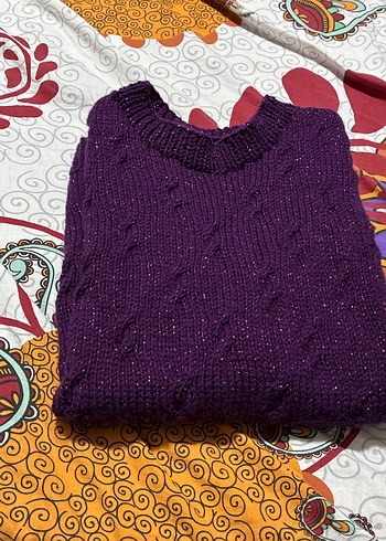 Mürdüm rengi süveter - Görsel 3