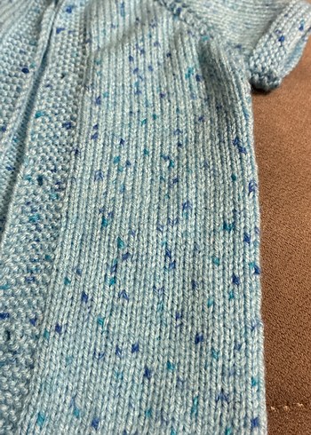 Mavi Örgü Kısa Kollu bebek yeleği - Görsel 2