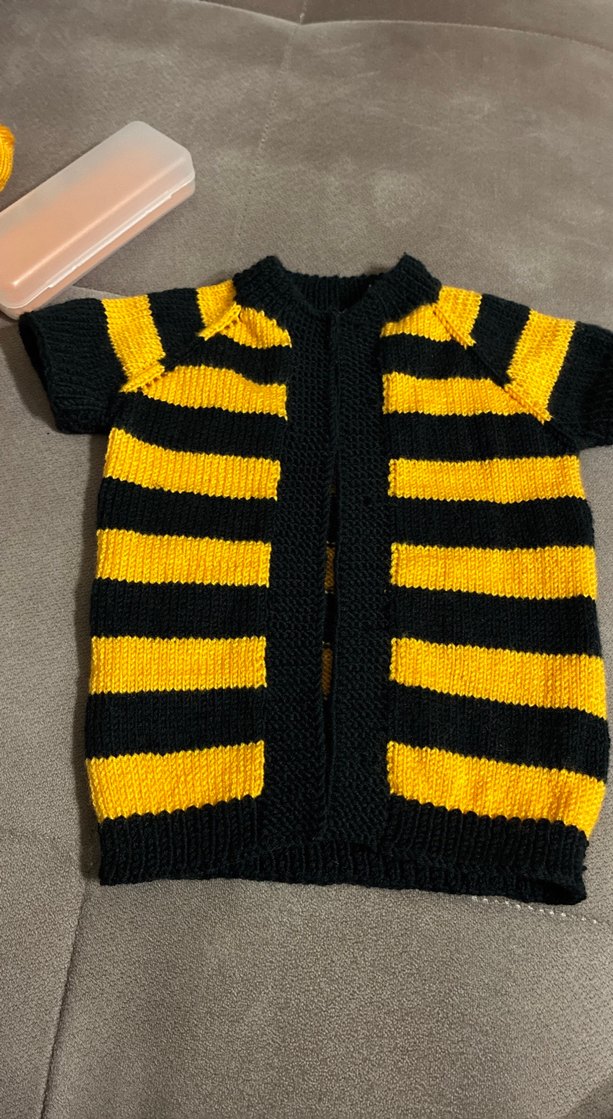 Erkek Çocuk Sarı-Siyah Çizgili Kısa Kollu yelek - Görsel 2