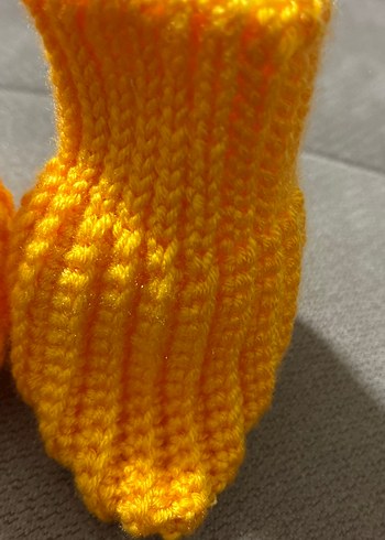 Sarı Örgü Kız Bebek Patik - Görsel 2