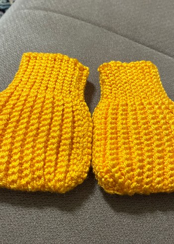 Sarı Örgü Kız Bebek Patik - Görsel 3