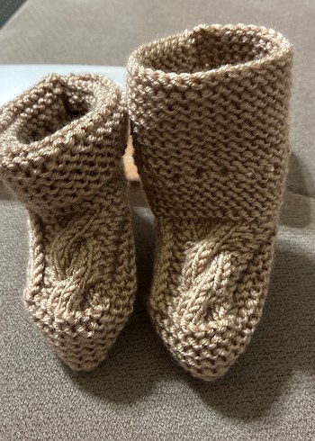 Bej Örgü erkek Bebek Patik - Görsel 2