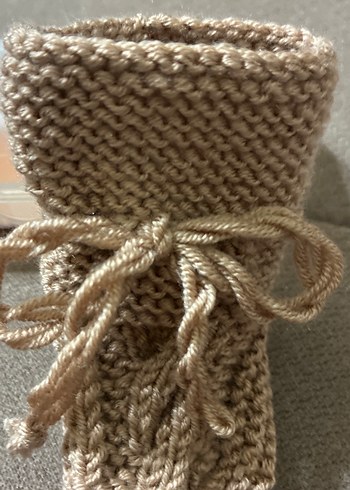 Bej Örgü erkek Bebek Patik - Görsel 3