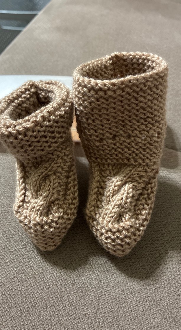Bej Örgü erkek Bebek Patik - Görsel 2
