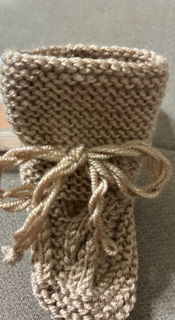 Bej Örgü erkek Bebek Patik - Görsel 3