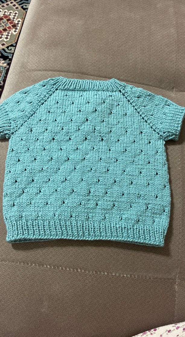 Kısa Kollu Turkuaz Kız Örgü yelek - Görsel 3