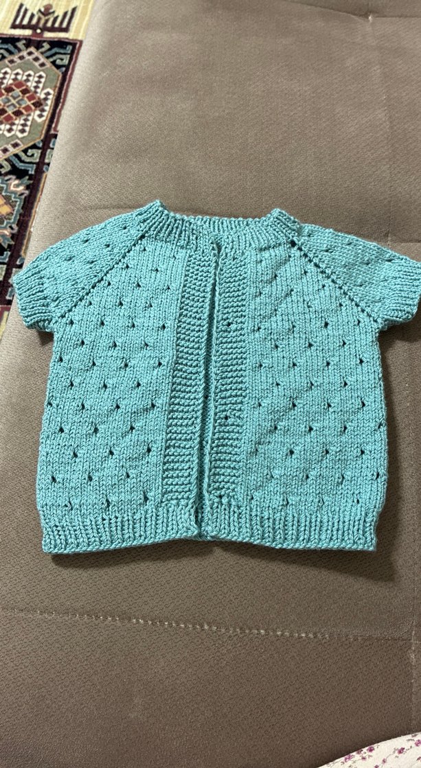 Kısa Kollu Turkuaz Kız Örgü yelek - Görsel 2