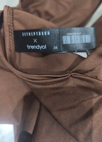 Kahverengi Parlak Halter Yaka Kadın Mayo - Görsel 4